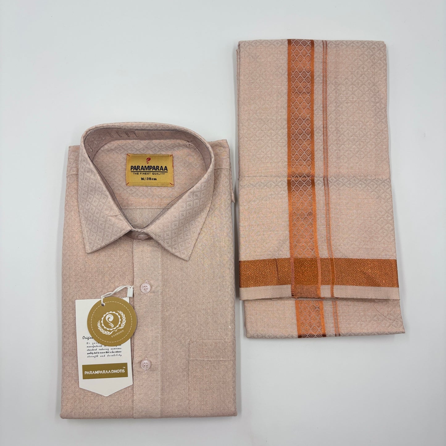 Anugraha Tissue Emboss Copper Flower  Mens shirt and Dhotis