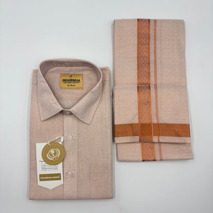 Anugraha Tissue Emboss Copper Flower  Mens shirt and Dhotis
