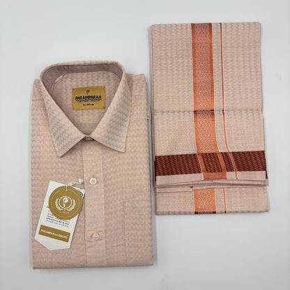 Anugraha Tissue Emboss cop wave Mens shirt and Dhotis