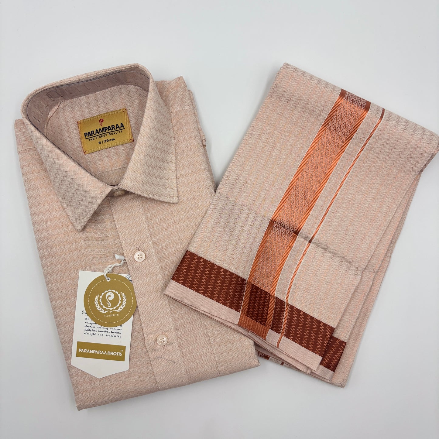 Anugraha Tissue Emboss cop wave Mens shirt and Dhotis