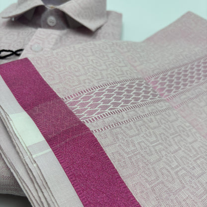 Anugraha Tissue Emboss Pink chakram Mens shirt and Dhotis