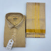 Anugraha Tissue Emboss Double Jari Gold Mens shirt and Dhoti