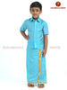 Kids Silk Sky blue Shirt and Dhotis