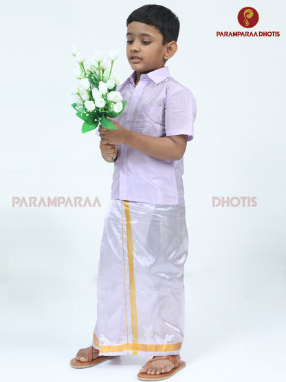 Kids Silk Ultra voilet Shirt and Dhotis -  -  Paramparaa Dhotis