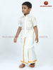 Kids Art Silk Plain cream Shirt and Dhotis