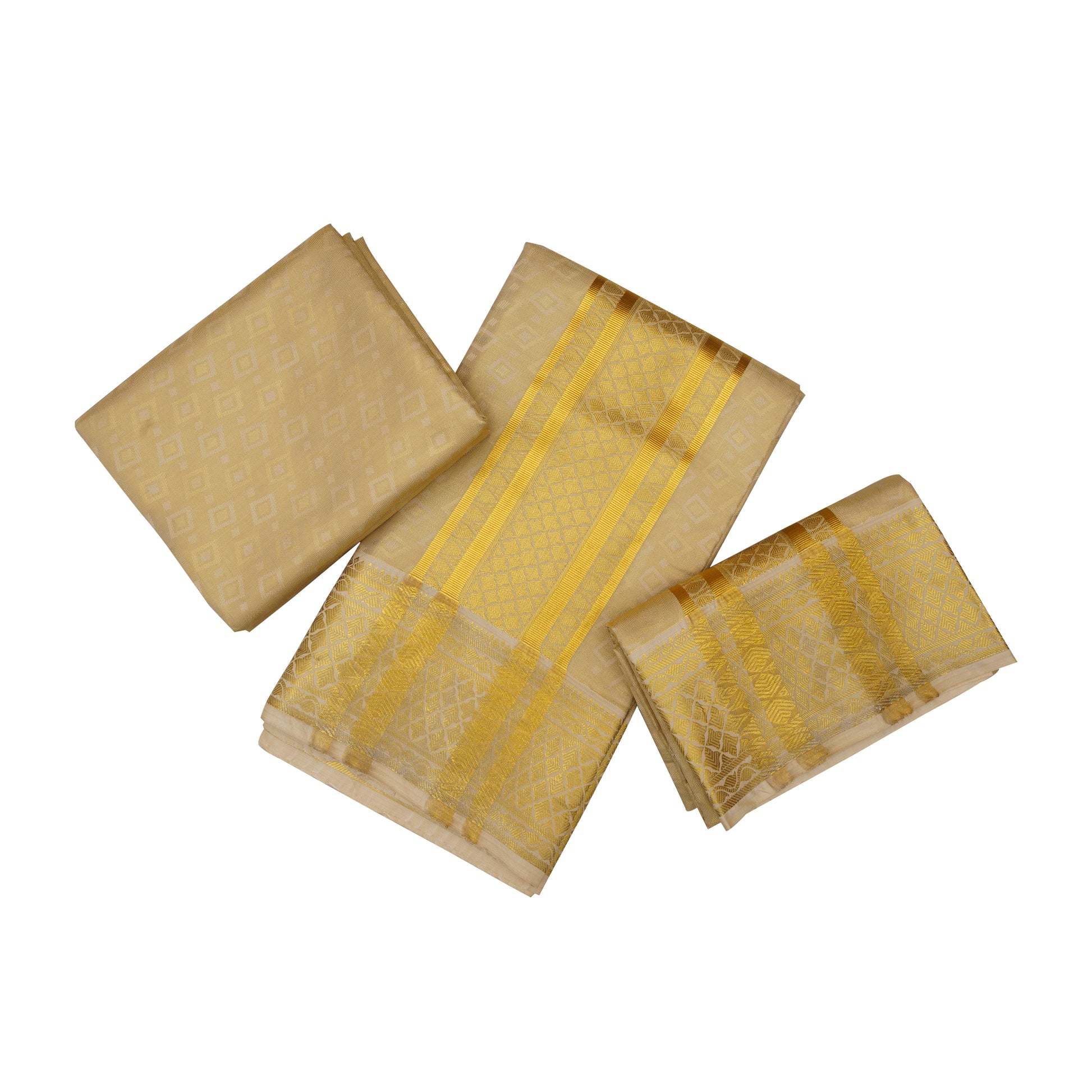 Manam Juquard Gold Jeri Mens shirt and Dhotis -  -  Paramparaa Dhotis