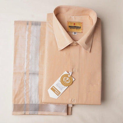 Royal Tissue Gold Mens shirt and Dhotis -  -  Paramparaa Dhotis
