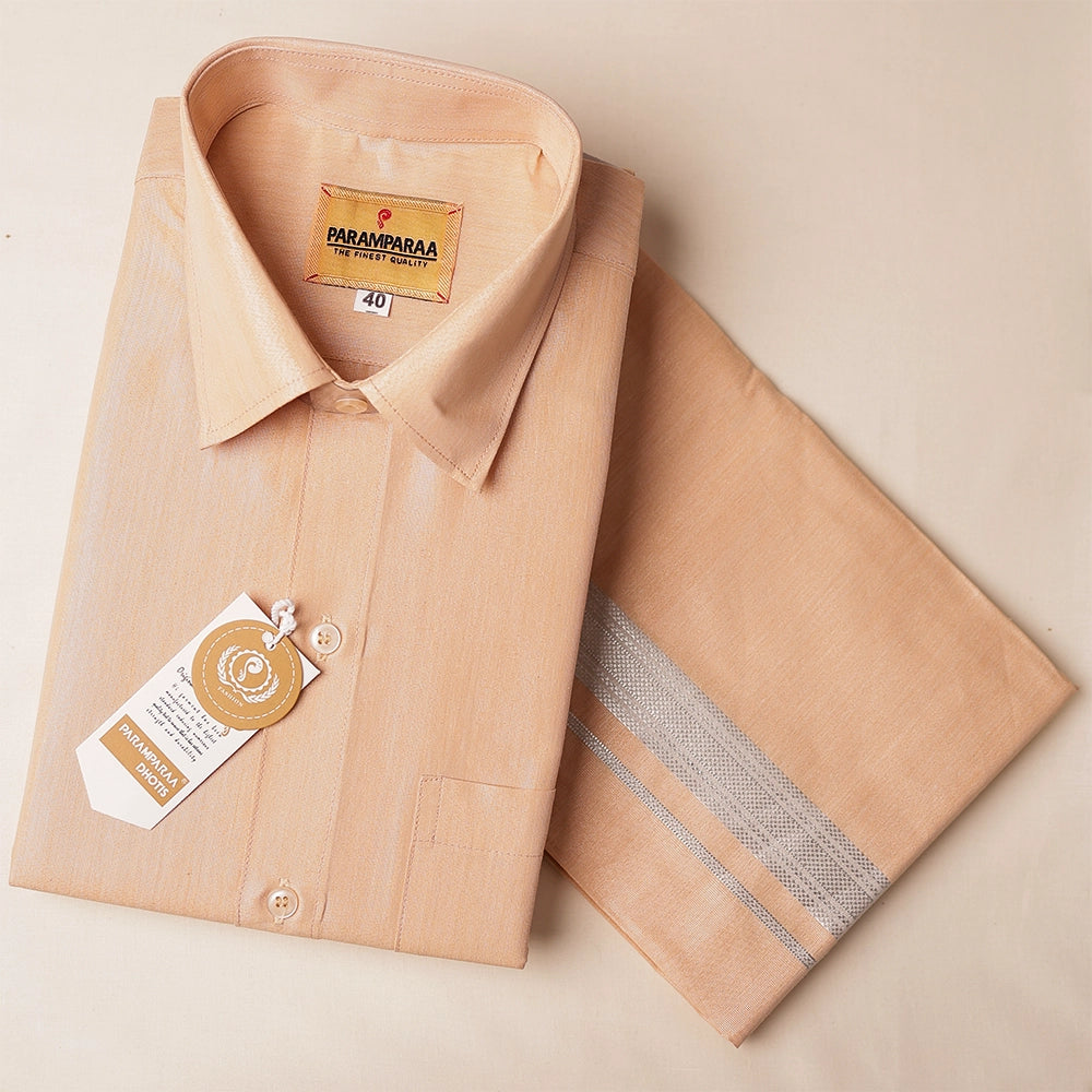 Royal Tissue Gold Mens shirt and Dhotis -  -  Paramparaa Dhotis