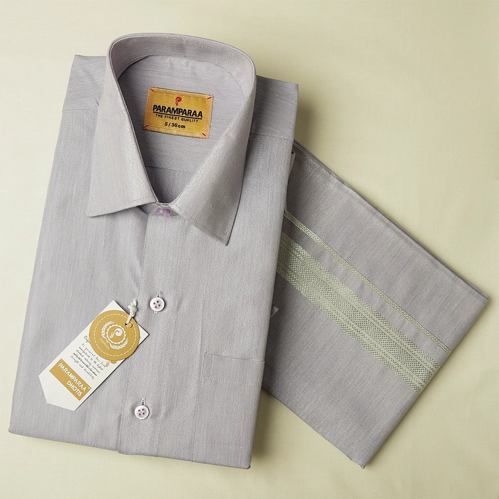 Royal Tissue Voilet Mens shirt and Dhotis -  -  Paramparaa Dhotis