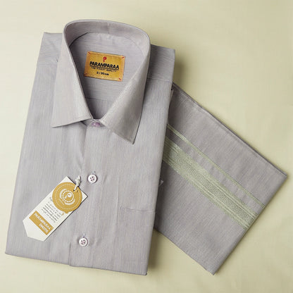 Royal Tissue Voilet Mens shirt and Dhotis -  -  Paramparaa Dhotis