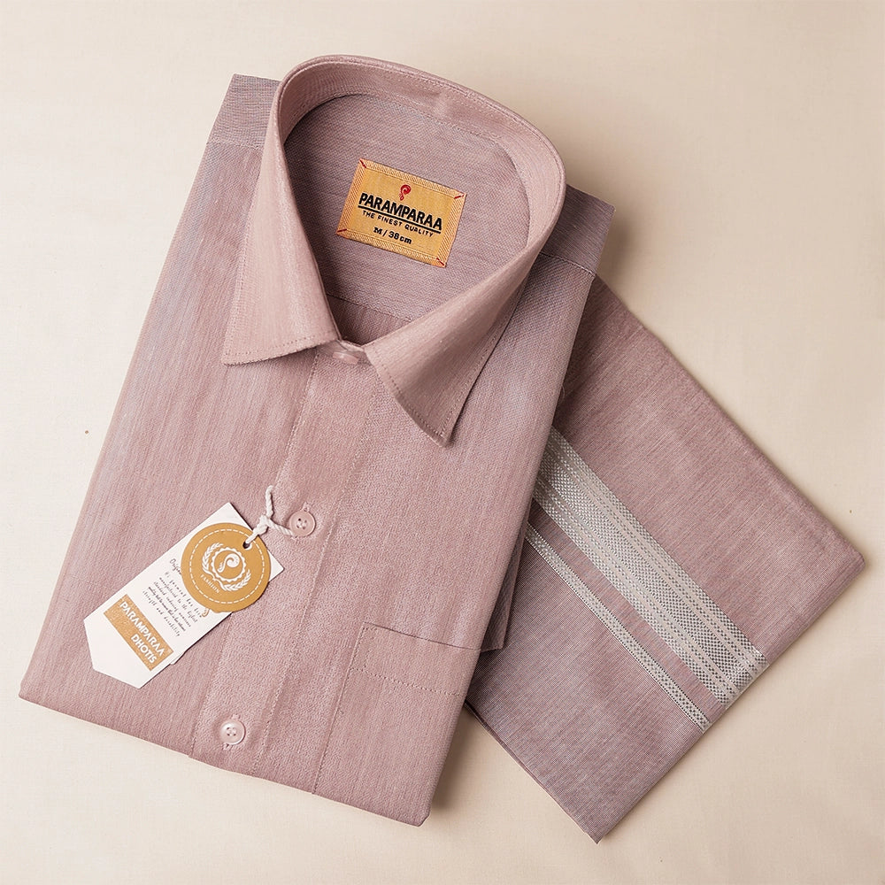 Royal Tissue wine Mens shirt and Dhotis -  -  Paramparaa Dhotis