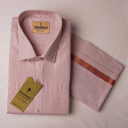 Swarna Tissue Copper Mens shirt and Dhotis -  -  Paramparaa Dhotis
