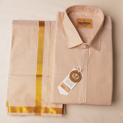 Swarna Tissue Gold  Mens shirt and Dhotis -  -  Paramparaa Dhotis