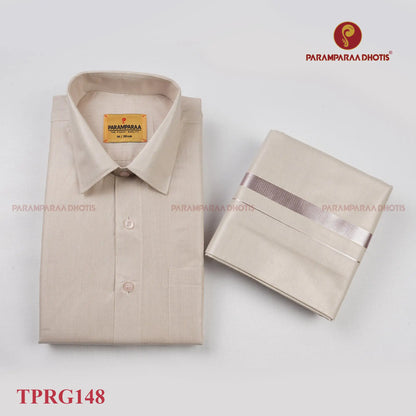 Swarna Tissue Rose Gold Mens shirt and Dhotis -  -  Paramparaa Dhotis