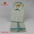 Swarna Tissue Sky Blue Mens shirt and Dhotis