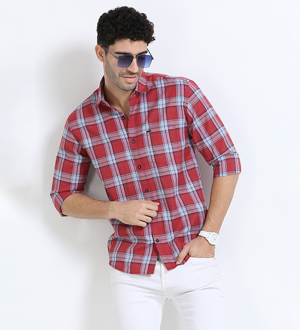 Casual checked shirt red colour