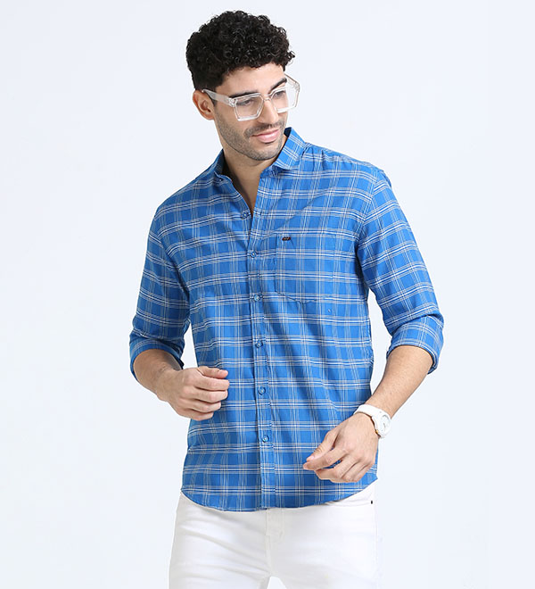 Casual checked shirt  blue 