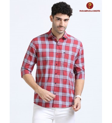 CASUAL CHECKED SHIRT RED COLOUR