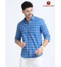 CASUAL CHECKED SHIRT BLUE